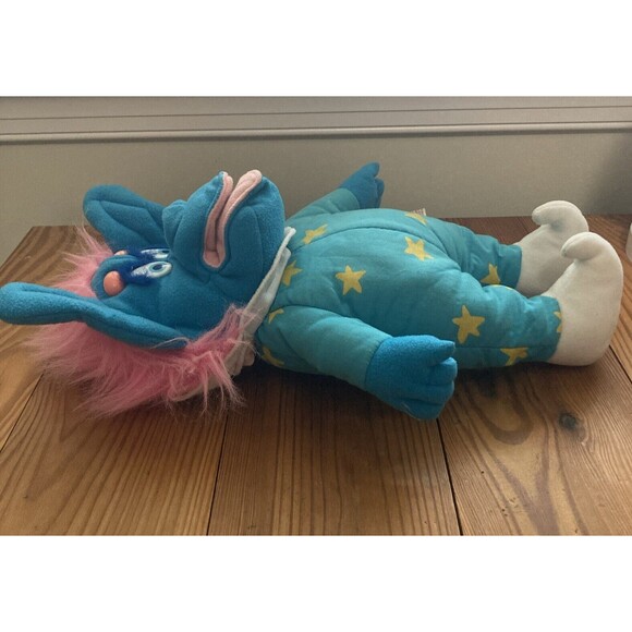 Dakin Blue Alien Wizard Hand Puppet Vintage Stars Pink Hair 1987 French Canada - Picture 11 of 16